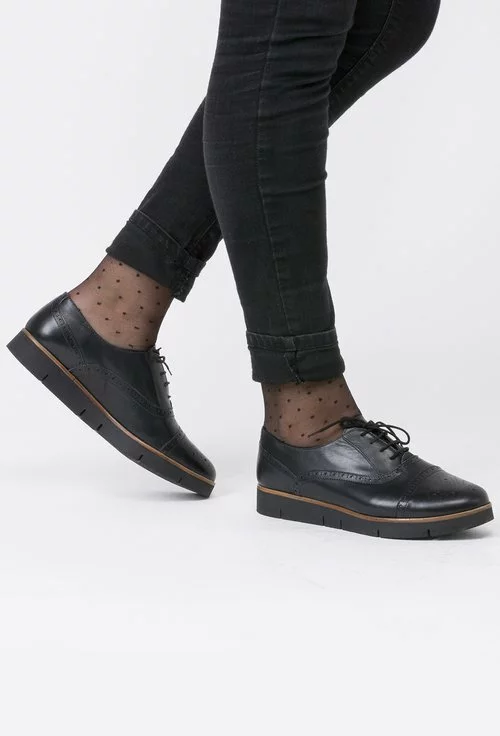 Pantofi Oxford negri din piele naturala Anica