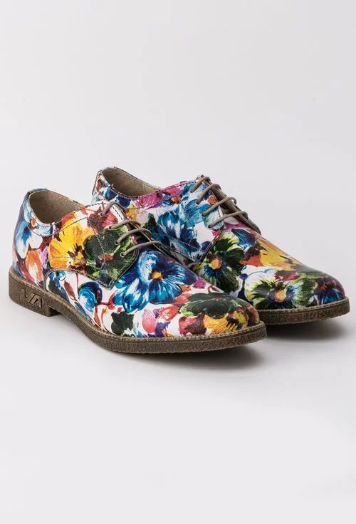 Pantofi Oxford cu imprimeu floral din piele naturala  Fiorentin