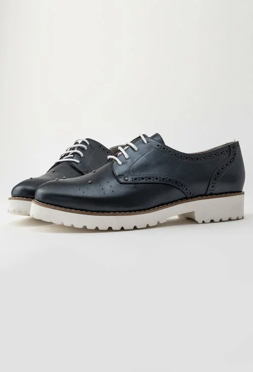 Pantofi Oxford din piele naturala gri metalizat Malini