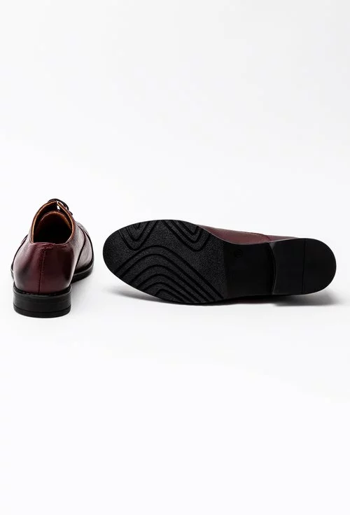 Pantofi Oxford bordo din piele naturala Ida
