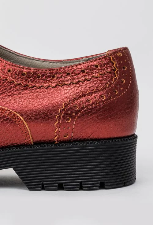 Pantofi Oxford din piele naturala rosu metalizat Letitia