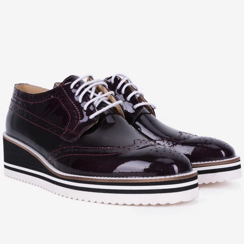 Pantofi Oxford din piele naturala bordo Vanita