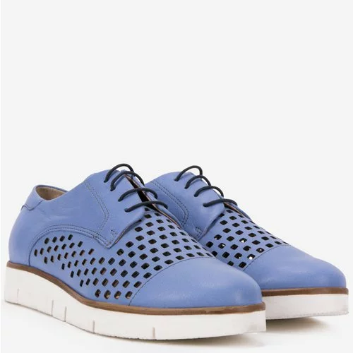 Pantofi Oxford din piele naturala bleu Viviana