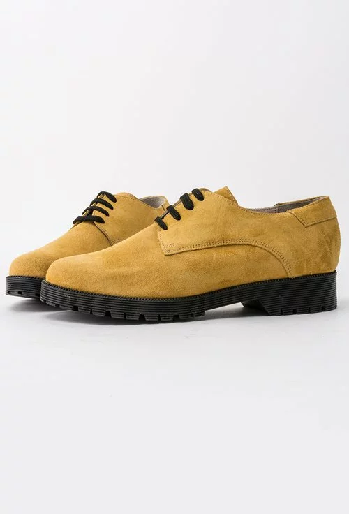 Pantofi Oxford galben-mustar din piele naturala Jessie