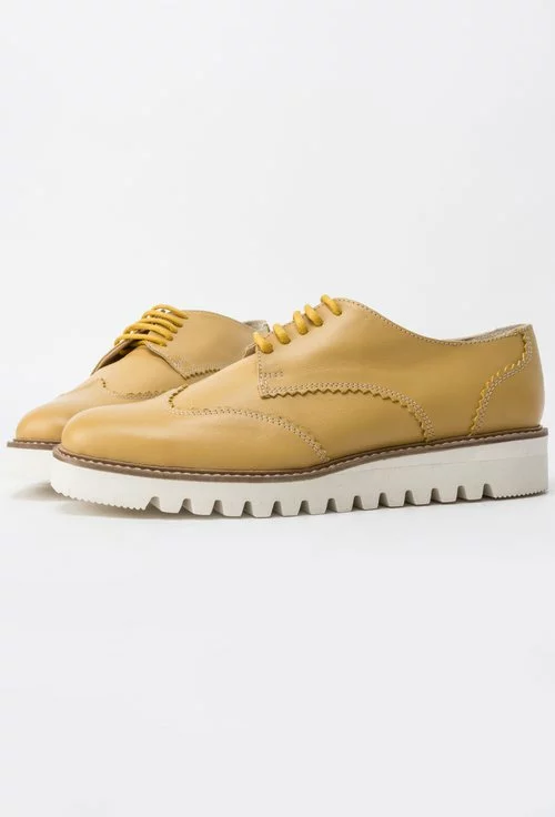 Pantofi Oxford galben-mustar din piele naturala Odette