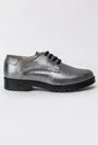 Pantofi Oxford gri metalizat din piele naturala Lary