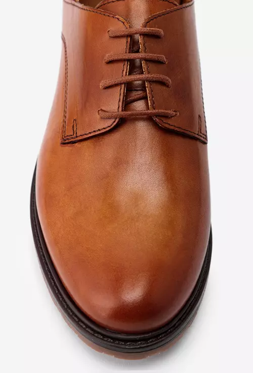Pantofi Oxford maro din piele naturala