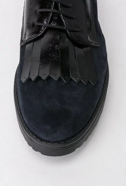Pantofi Oxford navy cu negru din piele naturala Cindy