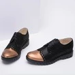 Pantofi Oxford negri cu model auriu din piele naturala Zenais