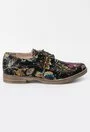 Pantofi Oxford negri cu model floral multicolor din piele naturala Iamina