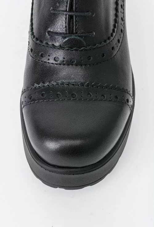 Pantofi Oxford negri cu toc din piele naturala Claire