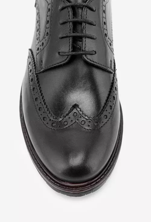 Pantofi Oxford negri din piele naturala