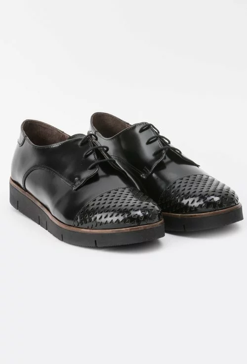 Pantofi Oxford negri din piele naturala Eliana