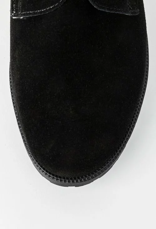 Pantofi Oxford negri din piele naturala intoarsa Marga