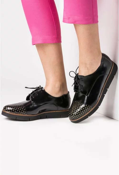 Pantofi Oxford negri din piele naturala Kelly