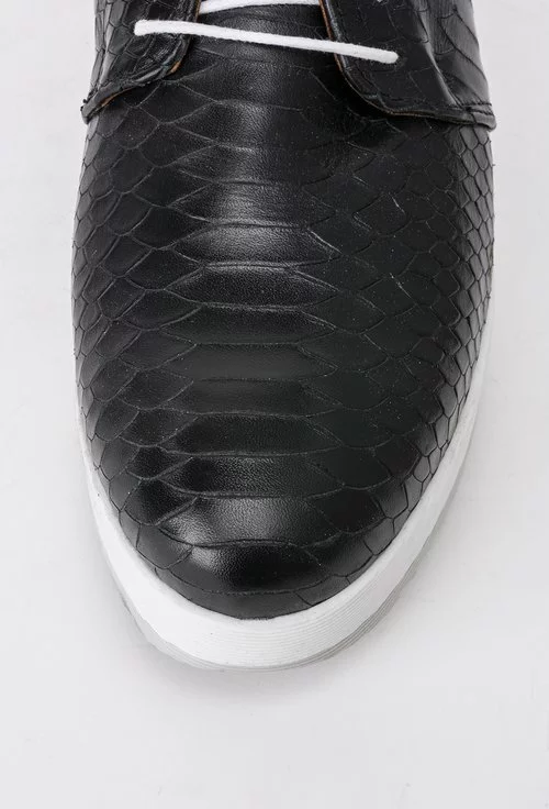 Pantofi Oxford negri din piele naturala texturata Olimpia
