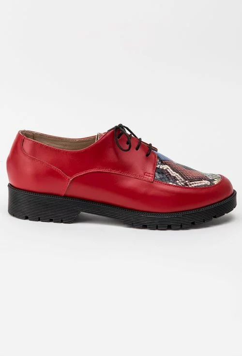 Pantofi Oxford rosii din piele naturala Selvila