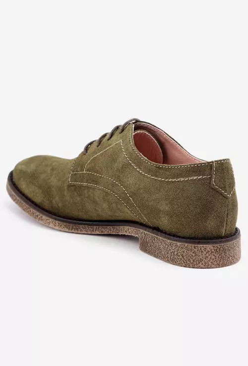 Pantofi Oxford verzi din piele intoarsa