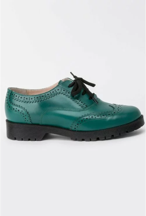 Pantofi Oxford verzi din piele naturala Gladis
