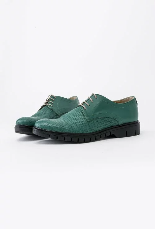 Pantofi Oxford verzi din piele naturala Larisa