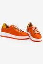 Pantofi portocalii cu galben din piele