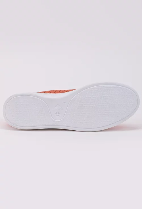 Pantofi portocalii din piele perforata cu elastic