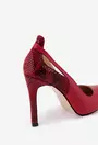 Pantofi rosii din piele cu toc inalt si imprimeu
