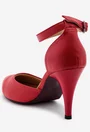 Pantofi rosii din piele cu toc si bareta