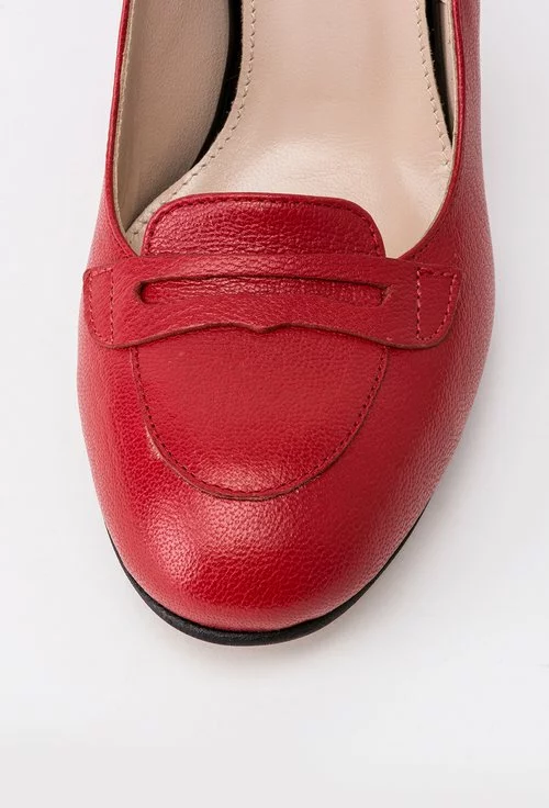 Pantofi rosii din piele naturala Alma