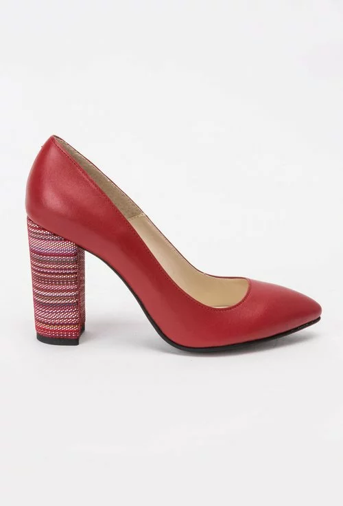 Pantofi rosii din piele naturala Mia