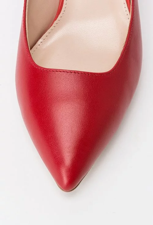 Pantofi rosu inchis din piele naturala Masha