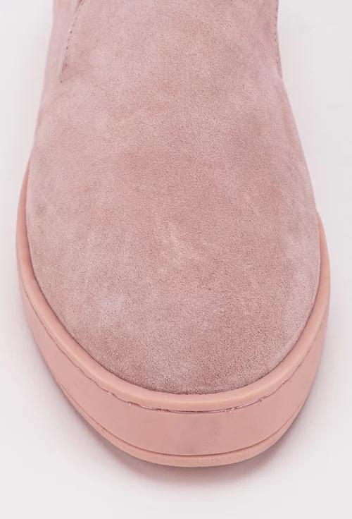 Pantofi roz cu talpa ortopedica din piele intoarsa