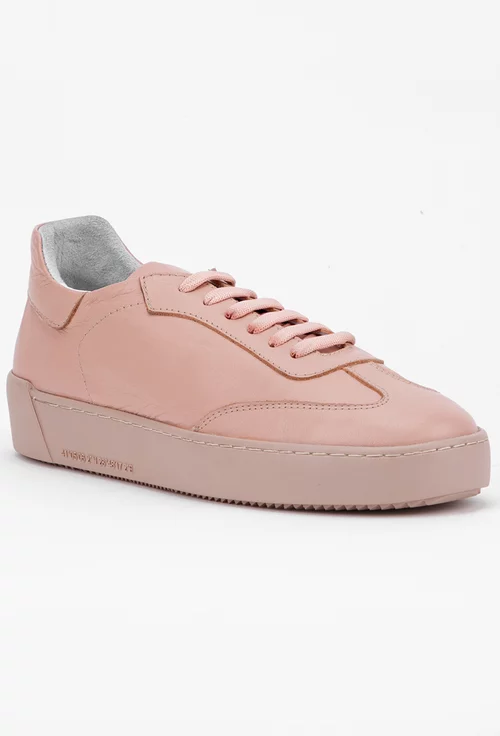 Pantofi roz din piele naturala cu siret