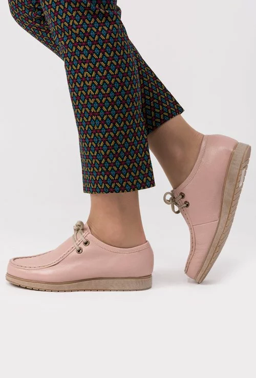 Pantofi roz pal din piele naturala Verro