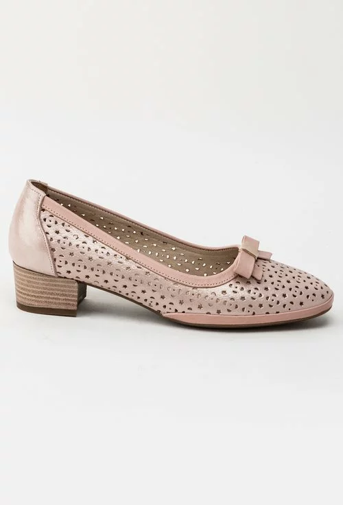 Pantofi roz pudra din piele naturala Alisa