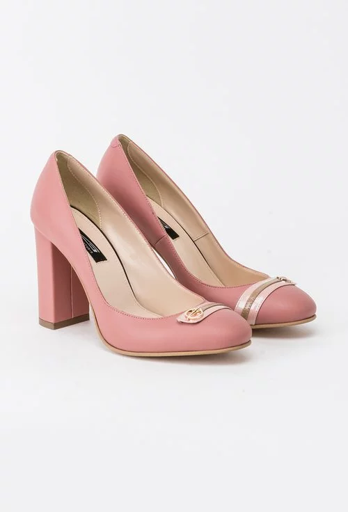 Pantofi roz somon din piele naturala Martha
