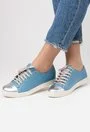 Pantofi sport bleu cu argintiu din piele naturala Victoria