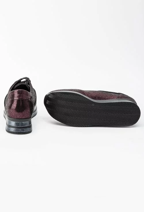 Pantofi sport bordo metalizat din piele naturala Claris