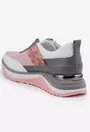 Pantofi sport din piele naturala in nuante de roz si gri