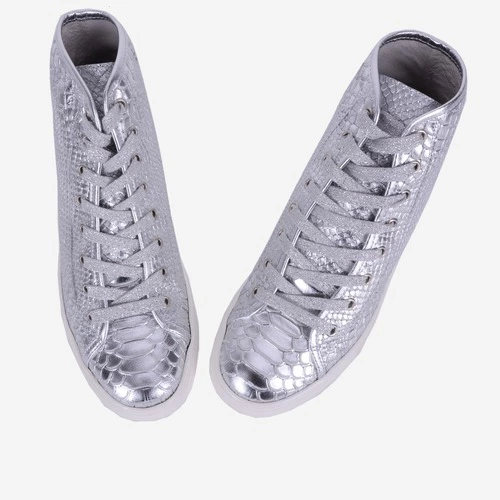 Pantofi sport argintii din piele naturala Margo