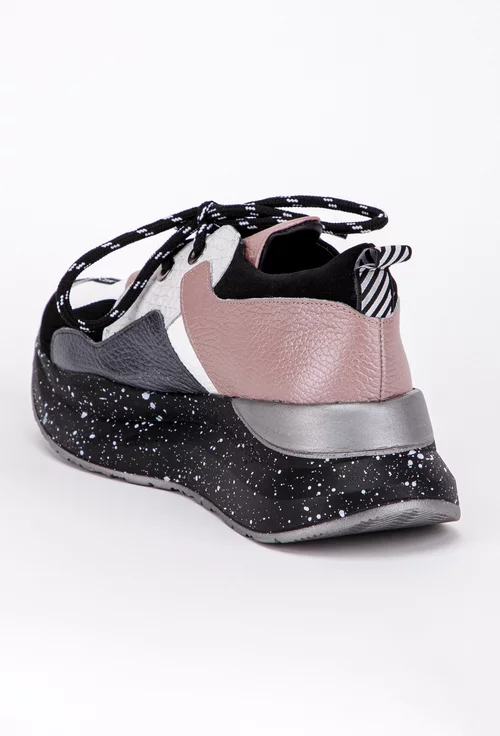 Pantofi sport din piele nuanta roze-somon sidefat