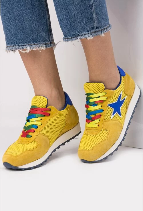 Pantofi sport galben mustar cu indigo Lemon
