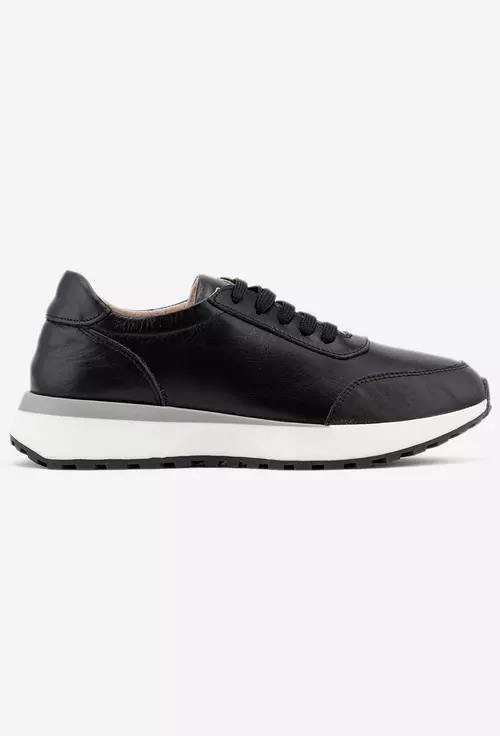 Pantofi sport negri din piele naturala