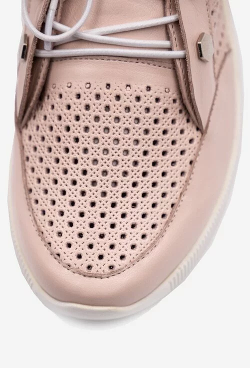 Pantofi sport nuanta roz pal din piele naturala perforata