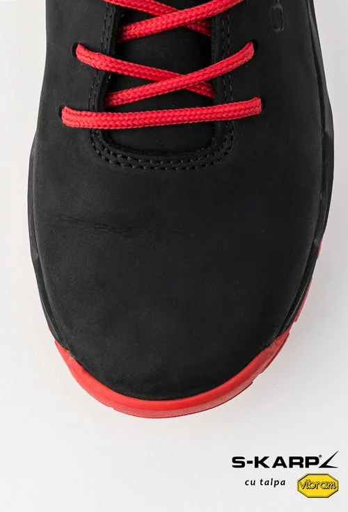Pantofi sport S-Karp negri cu rosu din piele naturala Anaida