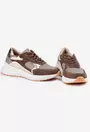 Pantofi sport taupe cu auriu din diferite tipuri de piele