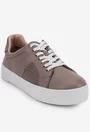 Pantofi taupe din piele naturala cu model
