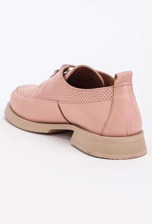 cleaner Baffle tobacco Pantofi tip Oxford realizati din piele nuanta roz - Dasha.ro