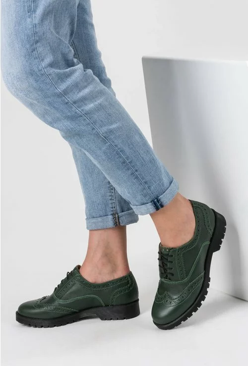 Pantofi verzi din piele naturala Verti