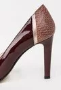 Pantofi visinii din piele naturala lacuita si imprimeu geometric colorat Sara